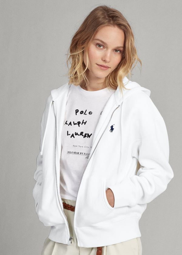 Sudaderas Con Capucha Polo Ralph Lauren Mujer Blancos - Fleece Full-Zip - PNQDH4790